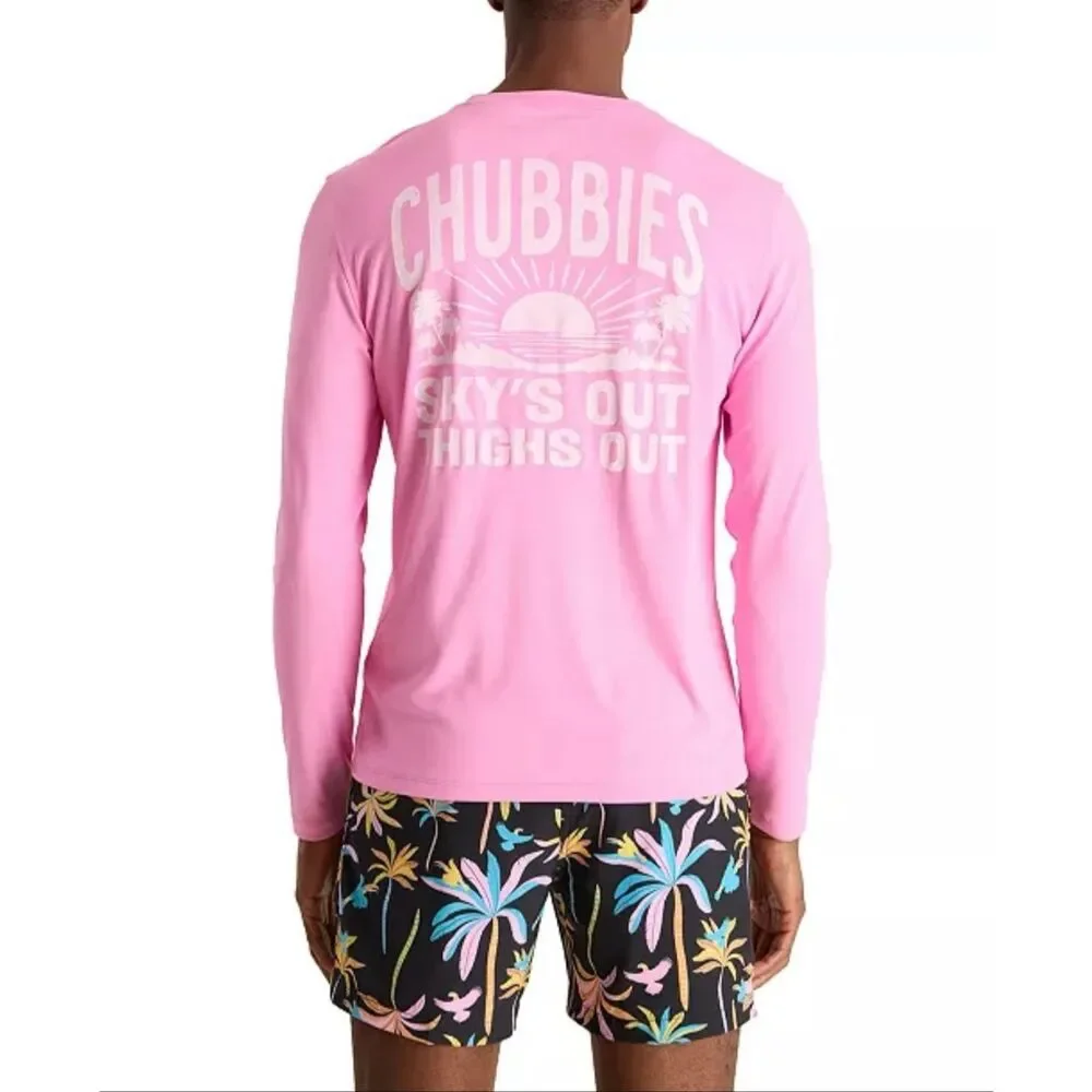 Chubbies Pink N' Proud Sun Crew Long Sleeve T-Shirt Pink Medium